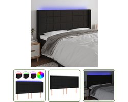 vidaXL Led Hoofdbord - Hoofdboard - Hoofdbord LED 163x16x118/128 cm stof zwart - Hoofdbord Met Led Verlichting - Zwarte Hoofdbord - Hoofdbord Bedroom Decor