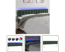 vidaXL Led Hoofdbord - Hoofdboard - Hoofdbord LED 180x5x78/88 cm fluweel donkergroen - Velvet Hoofdbord - Donkere Groene Hoofdbord - Slaapkamersdecoratie