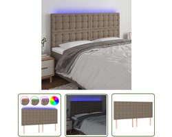 vidaXL Led Hoofdbord - Hoofdboard - Hoofdbord LED 200x5x118/128 cm stof taupe - Bedhoofdbord - Taupecolor - Slaapkamersdecoratie