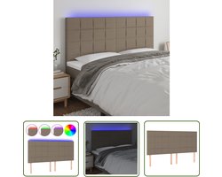 vidaXL Led Hoofdbord - Hoofdboard - Hoofdbord LED 200x5x118/128 cm stof taupe - Hoofdbord Taupe - Bedroom Decor - Slaapkamersdecoratie