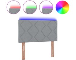 vidaXL - LED - Hoofdbord - Lichtgrijs - Stof