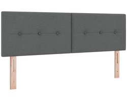 vidaXL - LED - Hoofdbord - met - LED-stripverlichting - Donkergrijs - 144 - cm - Stof