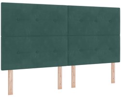 vidaXL - LED - Hoofdbord - met - LED-stripverlichting - Groen - 180 - cm - Fluweel