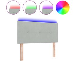 vidaXL - LED - Hoofdbord - met - LED-stripverlichting - Lichtgrijs - 90 - cm - Fluweel