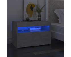 vidaXL Led Lamp - Nachtkastje - Nachtkastje met LED-verlichting 60x35x40 cm betongrijs - Slaapkamers - Meubilair - Beton Grijs