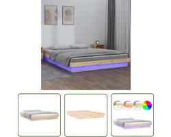 vidaXL Led Lampen - Massief Houten Bed - Bedframe LED massief hout 160x200 cm - Slaapkamersdecoratie - Bed Frame - Grenenhout Bed