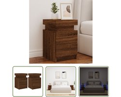 vidaXL Led Lampen - Nachtkastjes - Nachtkastjes met LED 2 st 35x39x55 cm bruin eikenkleur - Slaapkamersdecoratie - Houten Meubilair - Bruine Meubels