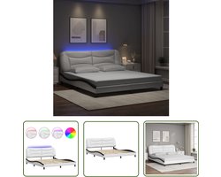 vidaXL Led Lampen - Slaapcomfort - Bedframe met LED zonder matras Hvar kunstleer wit en zwart 180x200 cm - Kunstleder Bed - Modern Design - Boxspring Bed
