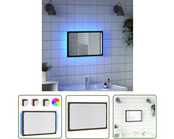 vidaXL Led Spiegel - Badkamer Spiegel - Badkamerspiegel met LED 60x8,5x38 cm bewerkt hout bruin eiken - Spiegel Met Verlichting - Badkamerspiegels - Houten Spiegel