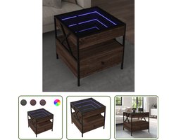 vidaXL Led Tafellamp - Salontafel - Salontafel met Infinity LED 50x50x51 cm bruin eikenkleurig - Koffietafel - Tv Tafel - Houten Salontafel