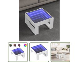 vidaXL Led Tafellamp - Salontafel - Salontafel met Infinity LED 50x53x30 cm wit - Infinity Mirror - Koffietafel - Tv Tafel
