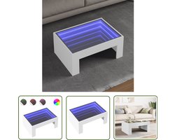 vidaXL Led Tafellamp - Salontafel - Salontafel met Infinity LED 70x50x30 cm wit - Infinity Mirror - Koffietafel - Tv Tafel