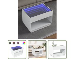 vidaXL Led Tafellamp - Salontafel - Salontafel met Infinity LED 70x50x50 cm wit - Koffietafel - Living Room Furniture - Houten Tafel