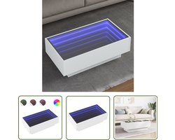 vidaXL Led Tafellamp - Salontafel - Salontafel met LED 90x50x30 cm bewerkt hout wit - Houten Salontafel - Witte Salontafel - Tv Tafel