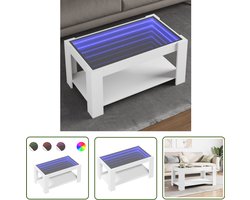 vidaXL Led Tafellamp - Salontafel - Salontafel met LED 93x53x45 cm bewerkt hout wit - Houten Salontafel - Design Salontafel - Tv Stand