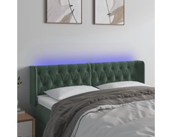 vidaXL Led Verlichting - Hoofd Bord - Hoofdbord LED 147x16x78/88 cm fluweel donkergroen - Velvet - Slaapkamer Decoratie - Hoofdkussen