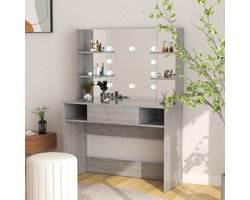 vidaXL Led Verlichting - Kaptafel - Kaptafel met LED-verlichting 100x40x135 cm MDF betongrijs - Make-up Tafel - Dressing Table - Beton Grijs