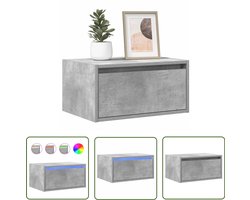 vidaXL Led Verlichting - Nachtkast - Nachtkastje met LED's wandgemonteerd betongrijs - Wandmontage - Betonnen Grijs - Houten Kast