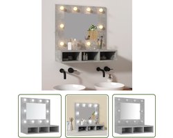 vidaXL Led Verlichting - Spiegelkast - Spiegelkast met LED-verlichting 60x31,5x62 cm betongrijs - Badkamerspiegel - Makeupspiegel - Houten Spiegel