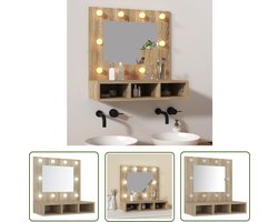 vidaXL Led Verlichting - Spiegelkast - Spiegelkast met LED-verlichting 60x31,5x62 cm sonoma eikenkleur - Badkamermeubel - Make Up Spiegel - Sonoma Eiken