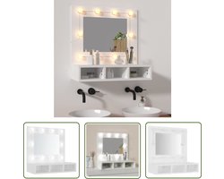 vidaXL Led Verlichting - Spiegelkast - Spiegelkast met LED-verlichting 60x31,5x62 cm wit - Badkamermeubel - Witte Spiegel - Houten Spiegel
