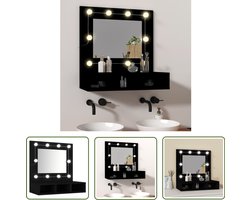 vidaXL Led Verlichting - Spiegelkast - Spiegelkast met LED-verlichting 60x31,5x62 cm zwart - Badkamerspiegel - Salontafel - Make-up Spiegel