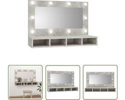 vidaXL Led Verlichting - Spiegelkast - Spiegelkast met LED-verlichting 90x31,5x62 cm betongrijs - Badkamerspiegel - Badkamerinrichting - Houten Spiegel