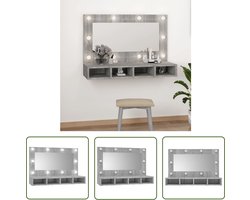 vidaXL Led Verlichting - Spiegelkast - Spiegelkast met LED-verlichting 90x31,5x62 cm grijs sonoma - Grijze Spiegelkast - Badkamer Spiegel - Slaapkamer Spiegel