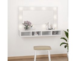 vidaXL Led Verlichting - Spiegelkast - Spiegelkast met LED-verlichting 90x31,5x62 cm hoogglans wit - Badkamermeubel - Opbergruimte - Houten Spiegel