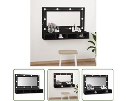 vidaXL Led Verlichting - Spiegelkast - Spiegelkast met LED-verlichting 90x31,5x62 cm zwart - Badkamerspiegel - Houten Spiegel - Makeup Organizer