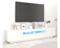 vidaXL Led-verlichting - Tv-meubel - Tv-meubel met LED-verlichting 200x35x40 cm wit - Houten Tv-meubel - Rgb Led - Salon Meubilair