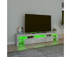 vidaXL LED-verlichting - TV-meubel - Tv-meubel met LED-verlichting 200x36,5x40 cm betongrijs - Beton Grijs - Houten Meubilair - Salontafel