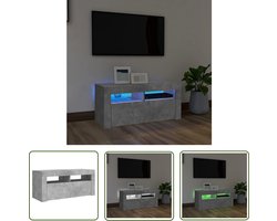 vidaXL Led-verlichting - Tv-meubel - Tv-meubel met LED-verlichting 90x35x40 cm betongrijs - Beton Grijs - Houten Tv-stand - Media Storage