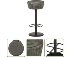 vidaXL Lederen Barkruk - Barstoel - Barkruk echt leer verweerd grijs - Vintage Barkruk - Retro Barkruk - Bruine Barkruk