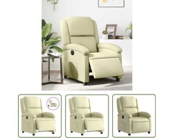 vidaXL Lederen Fauteuil - Elektrische Fauteuil - Fauteuil elektrisch verstelbaar echt leer crèmekleurig - Loungestoel - Relaxfauteuil - Zitcomfort