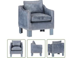 vidaXL Lederen Stoel - Luxe Kuipstoel - Kuipstoel echt leer grijs - Leren Fauteuil - Lounge Stoel - Relaxfauteuil