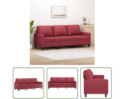 vidaXL Lederlook Bank - 3 Zits Bank - Driezitsbank 180 cm kunstleer wijnrood - Rode Bank - Lounge Bank - Salon Meubilair