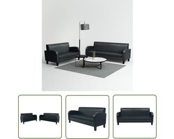 vidaXL Lederlook - Bankstel - Bankstel kunstleer zwart 2-delig - Zwarte Bank - Salontafel - Lounge Set