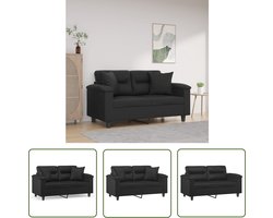 vidaXL Lederlook Meubilair - Tweezitsbank - Tweezitsbank met sierkussens 120 cm kunstleer zwart - Zwarte Bank - Lounge Stoffen Bank - Salontafel