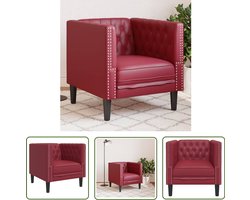 vidaXL Lederlook Stoel - Fauteuil Chesterfield - Fauteuil Chesterfield-stijl kunstleer wijnrood - Lounge Stoel - Vintage Stoel - Designstoel
