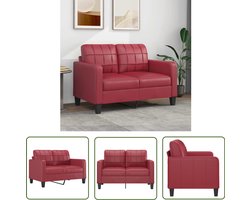 vidaXL Lederlook - Tweezitsbank - Tweezitsbank 120 cm kunstleer wijnrood - Rode Bank - Lounge Meubilair - Woonkamermeubel