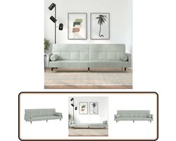 vidaXL Lichtgrijze Fluwelen Slaapbank Slaapbank - Chesterfield - Fluweel Sofa - Grijze Bank - Tweepersoons Bank