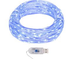vidaXL - Lichtsnoer - met - 400 - microLED's - blauw - 8 - functies - 40 - m