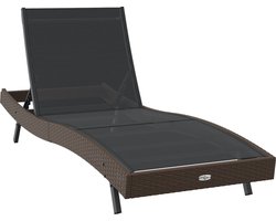 vidaXL - Ligbed - 1-persoon - Bruin - 70 - x - 197 - x - 82 - cm - Poly - Riet - en - Metaal