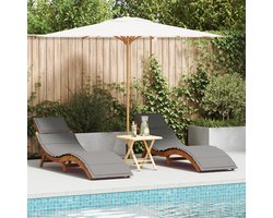 vidaXL - Ligbed - 2-persoon - 2 - pcs - Grijs - 184 - x - 55 - x - 64cm - Massief - acaciahout