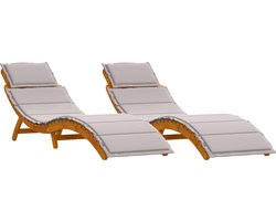 vidaXL - Ligbed - 2-persoon - 2 - pcs - Taupe - 184 - x - 55 - x - 64cm - Massief - acaciahout