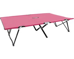 vidaXL - Ligbed - 2-persoons - inklapbaar - staal - roze