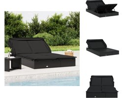 vidaXL - Ligbed - 2-persoons - met - dak - 213x118x97 - cm - poly - rattan - zwart