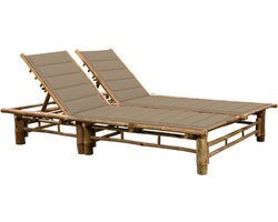 vidaXL - Ligbed - 2-persoons - met - kussens - bamboe