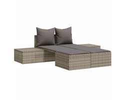 vidaXL Ligbed 2-persoons met kussens poly rattan grijs - 2-persoons Ligbed - 2-persoons Ligbedden - Ligbed - Tuinbank